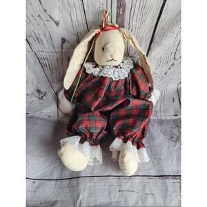 Christmas Bunny Rabbit 16in Decorative Vintage Cloth Plush Stuffed Animal